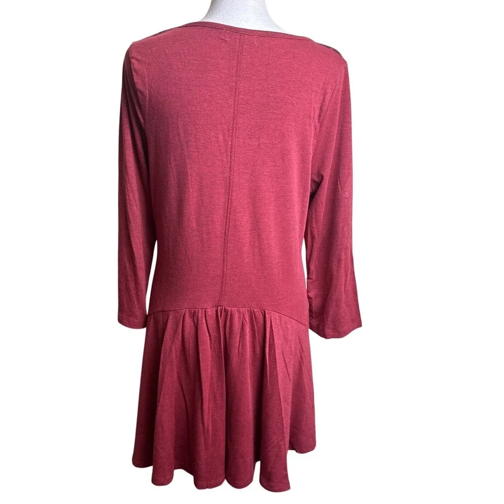 One World Paisley Tunic Top M‎ Red Whimsigoth Fairy Boho Drop Waist Blouse